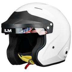 ILM Snell SA2025 open-face helmet front view showing lightweight fiberglass shell.