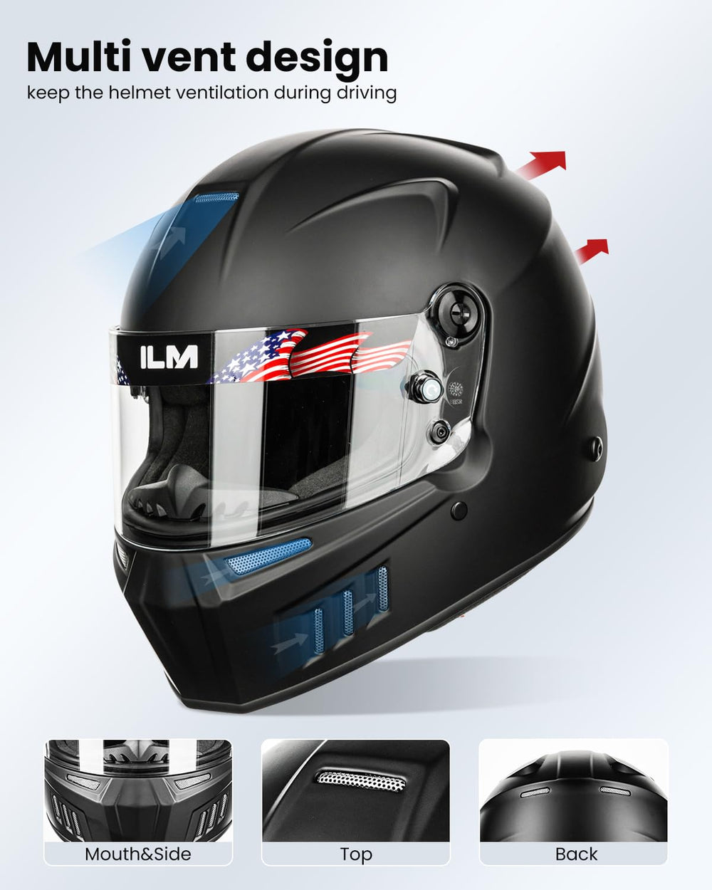 ILM Snell SA2025 visor close-up with sunshade feature for clear visibility