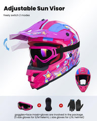 ILM Youth ATV Helmet Starlight Pony goggles pack for complete safety.