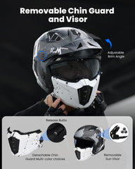 ILM Z302 open-face helmet detachable front cover for versatile styling.