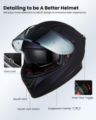 ILM Z501 chameleon purple helmet, Pinlock-compatible feature for fog-free riding.