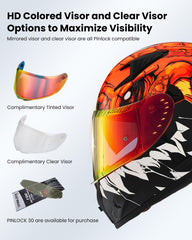 ILM Z501 clear visor delivers crisp daytime visibility and safe riding.