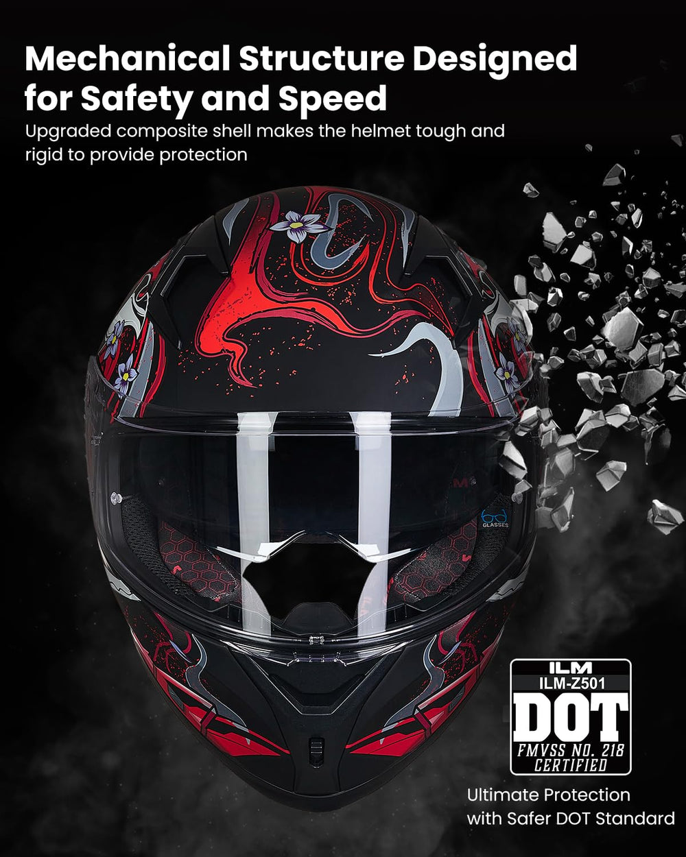 ILM Z501 clear visor front view for crystal-clear visibility.