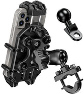 BRCOVAN Motorcycle Phone Mount Holder with Vibration Dampener & High-Speed Secure Lock, Adjustable Handlebar Cellphone Clamp for Bike Bicycle Scooter ATV, Fit 5.4-7.2'' Smartphone, Big Phone Friendly