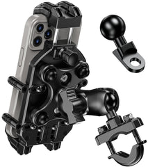 BRCOVAN Motorcycle Phone Mount Holder with Vibration Dampener & High-Speed Secure Lock, Adjustable Handlebar Cellphone Clamp for Bike Bicycle Scooter ATV, Fit 5.4-7.2'' Smartphone, Big Phone Friendly