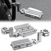 KEMIMOTO CNC Aluminum Highway Pegs with Expandable Heel Rests – 1.25-inch Engine Guard Compatible