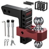 Orion Motor Tech Adjustable Trailer Hitch for 2 in. Receiver, Dual-Ball Mount Tow Hitch with 6" Drop/Rise 2" & 2-5/16" Balls, Drop Hitch with Locking Pins for Class III V Vehicles 8000-12500 GTW, Red