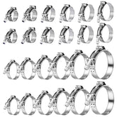 AKIHISA 24-Pack T-Bolt Hose Clamps, Stainless Steel 304 | 12 Sizes, 28–116mm Range for 0.75–4 Inch Hose ID | Turbo Intake/Intercooler Clamp