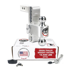 Weigh Safe 180-Degree Trailer Hitch - 8-Inch Drop, 2.5-Inch Receiver, Chrome Tow Balls, 18,500 GTW, 2-Piece Lock Set