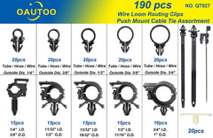 OAUTOO 190pcs Wire Loom Routing Clips Push Mount Cable Tie Assortment
