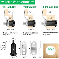 10 Pack Tool Box Lock with Keys, 5/8" RV Storage Lock Keyed Alike, Cabinet Lock Cam Locks for Toolbox Lock Replacement Mailbox RV Compartment Locks with Manual (Black -10 Pack, 5/8 Inch)