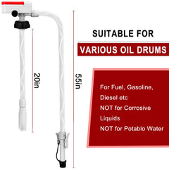 KTIPERN Automatic Gas Can Pump Battery Operated, Auto-Stop Sensor-3.2GPM,51'' Extra Long Hose, Portable Fuel Transfer Pump for Oil, Diesels, Gasoline(Note: Batteries and red oil drum not included)