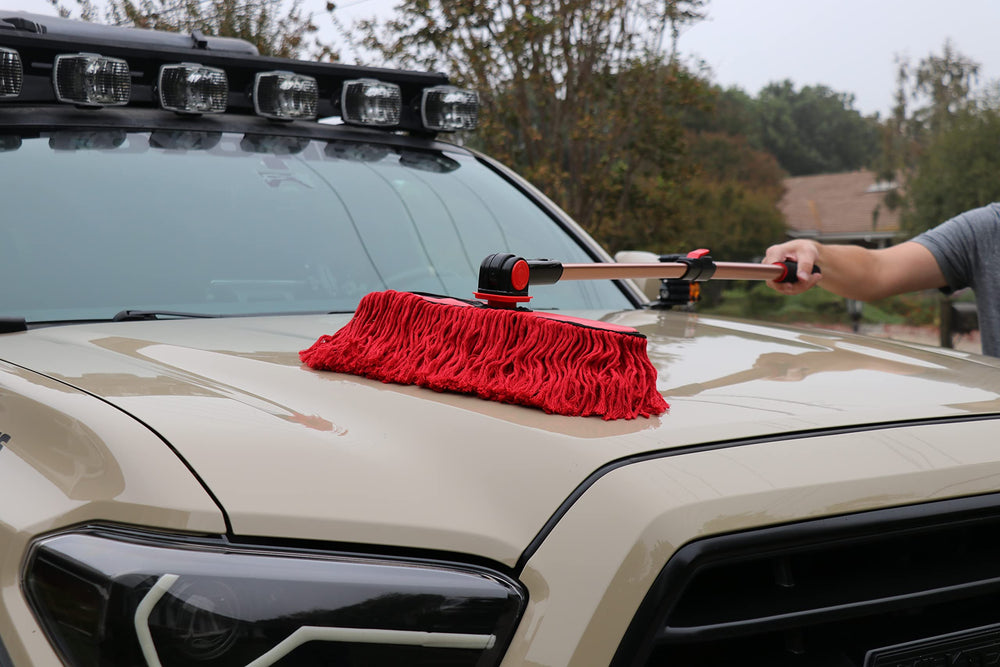 Rotating 14-inch mop head on California Car Duster enables versatile dusting.