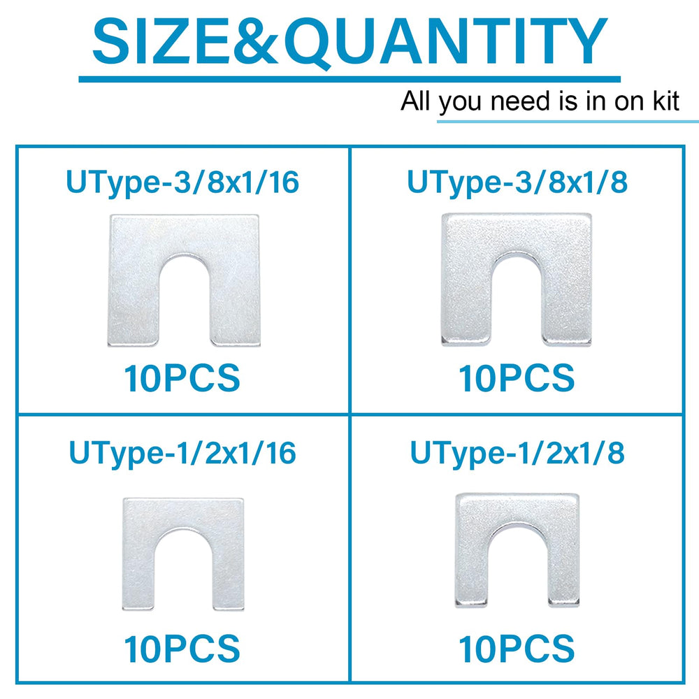 Easily 40pcs shim kit with 3/8-slot and 1/8-inch thickness for camber tuning.