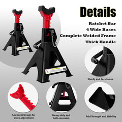 YATOINTO Jack Stands 3 Ton (6,600 LBs) with Double Pin Locking, Car Jack Stand 11.22"-16.54" Adjustable with Rubber Pads, Jack Stands for Trucks,Home,Garage, SUV, Pickup,Car,UTV/ATV,1 Pair