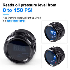 WATERWICH Oil Pressure Gauge 0-150 PSI – 2in/52mm DC12V Kit for Cars, SUVs, Trucks