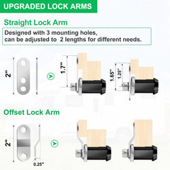 10 Pack Tool Box Lock with Keys, 5/8" RV Storage Lock Keyed Alike, Cabinet Lock Cam Locks for Toolbox Lock Replacement Mailbox RV Compartment Locks with Manual (Black -10 Pack, 5/8 Inch)