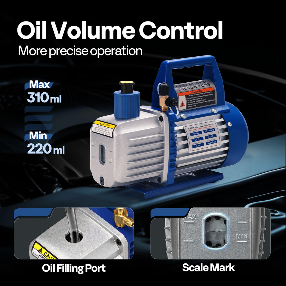 VIVOHOME oil sight glass helps monitor oil quality during operation.