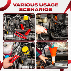 Spinlok 5-Piece Swivel Oil Filter Wrench Set with Stainless Steel Band & Adjustable Oil filter Pliers Cover 2-3/4” to 5-1/4”, 9” & 12” with Non-Slip Grip Organized in Sturdy Tool Set & Oil Funnel