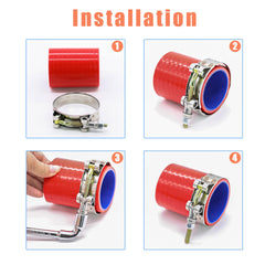 WYSIWYKA 14 Pcs 7 Sizes T-Bolt Hose Clamps, 304 Stainless Steel Turbo Intake Intercooler Clamp,Working Range 32-91mm for 1-3" Hose ID, Radiator Hose Clamps Assortment Set
