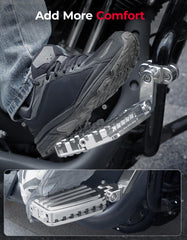 KEMIMOTO CNC Aluminum Highway Pegs with Expandable Heel Rests – 1.25-inch Engine Guard Compatible