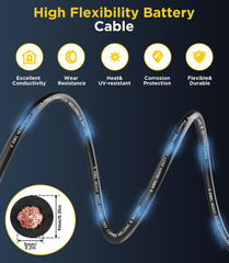 FASTSTORM 6 AWG Battery Cable, 10 Feet Black + 10Feet Red Flexible 6 Gauge Wire with 5pcs of 5/16" & 5pcs 3/8" Tinned Copper Lugs Terminal Welding Cable + Heat Shrink Tubing for Auto Solar Marine RV