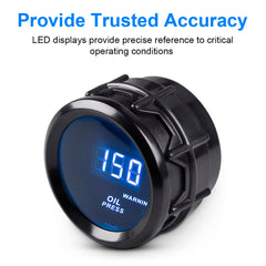 WATERWICH Oil Pressure Gauge 0-150 PSI – 2in/52mm DC12V Kit for Cars, SUVs, Trucks