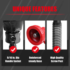 Jack Boss 5 Ton (10,000 LBs) Professional Car Support Screw Jack for House Construction Bridge Stabilization, Red