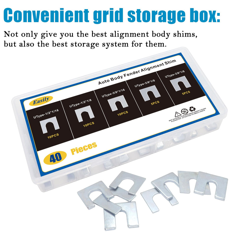 Easily 40pcs shim kit storage box keeps parts organized for quick access.