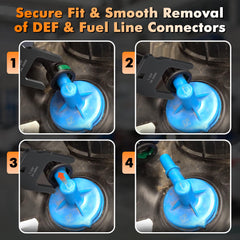 Feekoon DEF disconnect tool with 1/4 inch square drive integration for leverage.