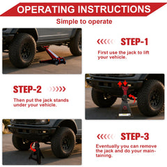 USYATO 3 Ton Jack Stands (6,600 lbs) - Heavy Duty Car Jack Stand with Double Pin Locking, Adjustable 11.22"-16.54" Height, Extra Rubber Pads for Trucks, Garage, Home,DIY Use - 1 Pair Black+Red