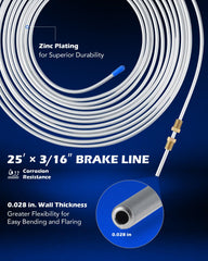 Orion Motor Tech 3/16 in Brake Line Kit, Brake Line Flaring Tool Kit with 25 ft Brake Line, 16 Fittings & 4 Unions, Double & Single Flaring Tool Kit for Most Hydraulic Braking Fuel Systems