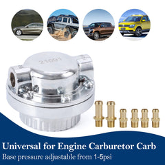 Pilida 9710 Fuel Pressure Regulator Kit — 1-5 PSI Adjustable with 1/4, 5/16, 3/8 Inch Adapters