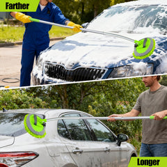 LUKCOZMO 15° Curved Car Wash Brush with 43-Inch Extension – Long Reach, 90° Pivot, Scratch-Free Microfiber