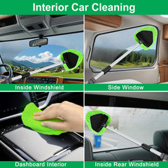XINDELL 29-Inch Windshield Cleaner Tool – Extended Handle, 4 Microfiber Pads & Nano-Fiber Pad Kit