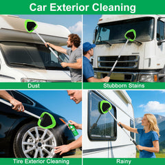 XINDELL 29-Inch Windshield Cleaner Tool – Extended Handle, 4 Microfiber Pads & Nano-Fiber Pad Kit