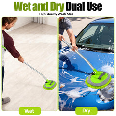 LUKCOZMO 15° Curved Car Wash Brush with 43-Inch Extension – Long Reach, 90° Pivot, Scratch-Free Microfiber