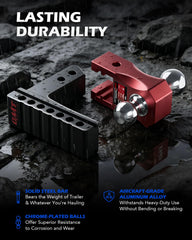 Orion Motor Tech Adjustable Trailer Hitch for 2 in. Receiver, Dual-Ball Mount Tow Hitch with 6" Drop/Rise 2" & 2-5/16" Balls, Drop Hitch with Locking Pins for Class III V Vehicles 8000-12500 GTW, Red