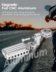 KEMIMOTO CNC Aluminum Highway Pegs with Expandable Heel Rests – 1.25-inch Engine Guard Compatible
