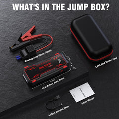Car Jump Starter 6000A Car Battery Jump Starter Portable,12V Battery Jumper Starter Portable(10.0L Gas/8.0L Diesel),LCD Display Jump Box Jump Starter Battery Pack with Jumper Cables & Flashlight-Red