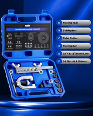 Orion Motor Tech 3/16 in Brake Line Kit, Brake Line Flaring Tool Kit with 25 ft Brake Line, 16 Fittings & 4 Unions, Double & Single Flaring Tool Kit for Most Hydraulic Braking Fuel Systems