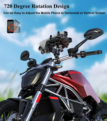 BRCOVAN Motorcycle Phone Mount Holder with Vibration Dampener & High-Speed Secure Lock, Adjustable Handlebar Cellphone Clamp for Bike Bicycle Scooter ATV, Fit 5.4-7.2'' Smartphone, Big Phone Friendly