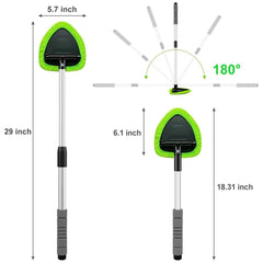 XINDELL 29-Inch Windshield Cleaner Tool – Extended Handle, 4 Microfiber Pads & Nano-Fiber Pad Kit