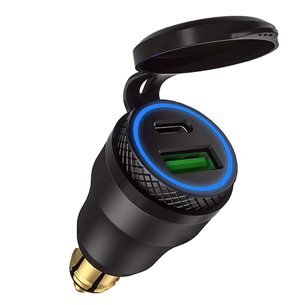 iMESTOU aluminum DIN plug 30W, ready for fast road charging on motorcycles
