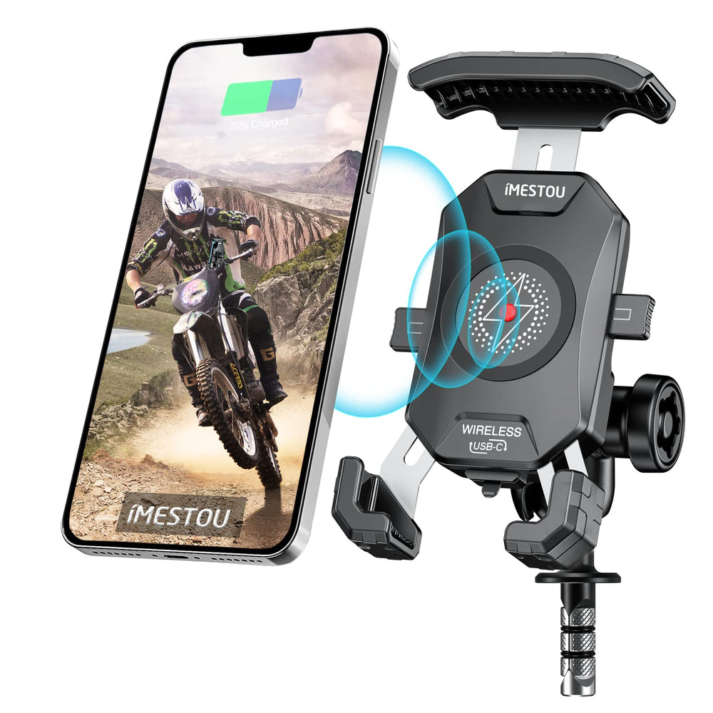 imestou motorcycle fork stem mount secures phones on varied fork sizes for stable riding.