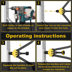 IMQUALI comfort grip riveter designed for reduced hand fatigue.