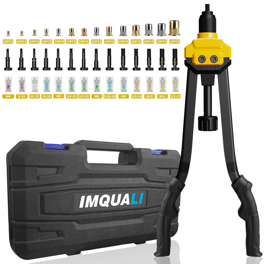 IMQUALI rivet nut tool with a 16 inch handle for easy installation.