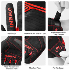 INBIKE breathable mesh gloves index finger shows touchscreen capability for devices.