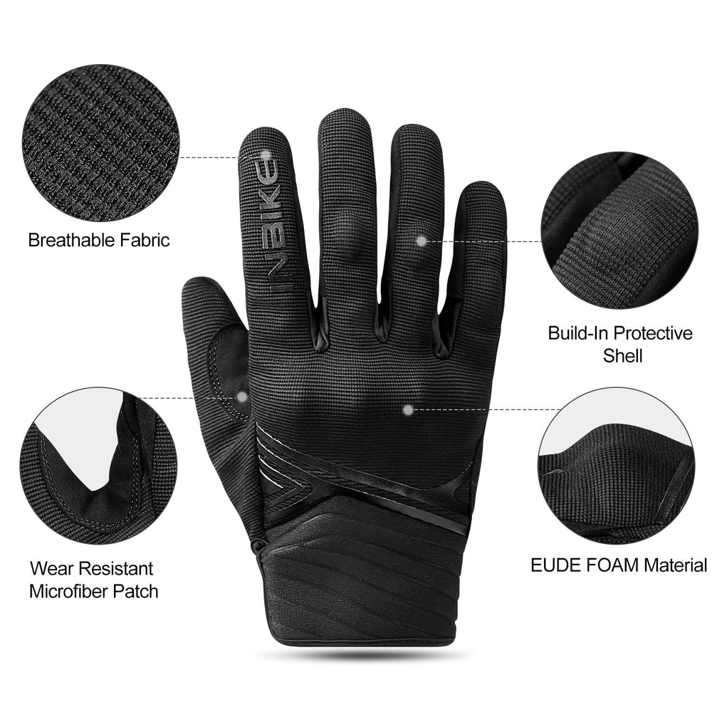 INBIKE breathable gloves provide touchscreen-friendly index finger for device use.