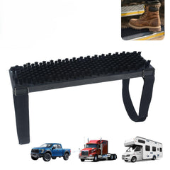 Indiedouker universal-fit boot brush on a truck step for versatile cleaning.
